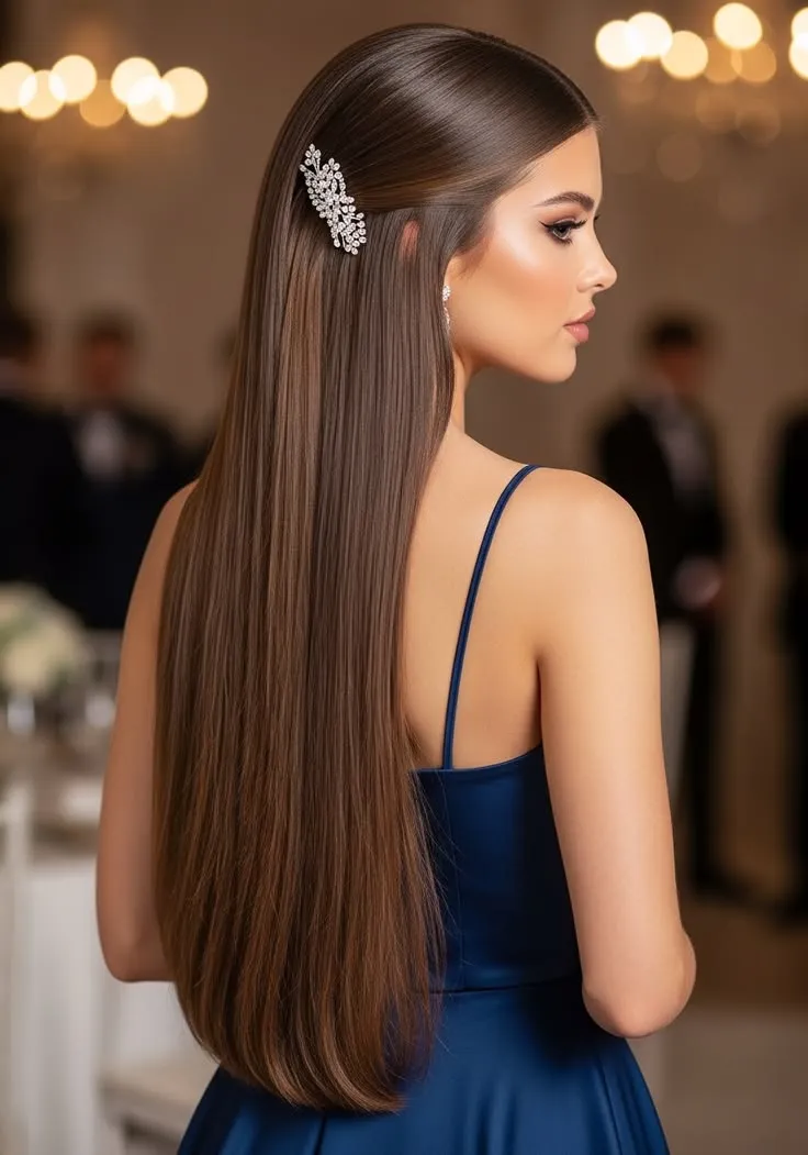 party hairstyles for open straight hair